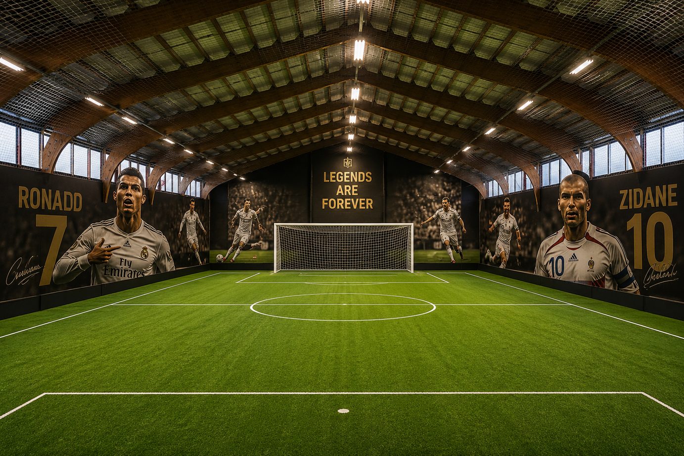 Indoor voetbalveld concept